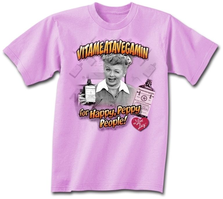 LOVE LUCY Vitameatavegamin For Happy, Peppy People T Shirt **NEW 