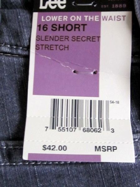 NWT LEE Slender Secret Stretch Boot Cut Lower on the Waist GRAY Jeans 