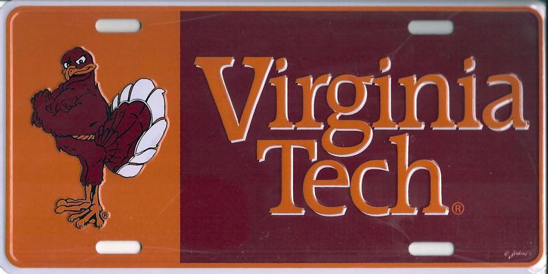 New VT Virginia Tech Hokies Metal Car Tag License Plate  