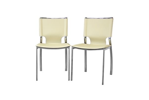Modern Leather Chrome Finish Dining Room Chairs Set New  