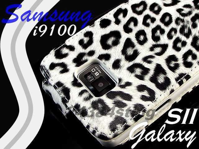 LEOPARD WHITE SKIN LEATHER FLIP CASE COVER POUCH for SAMSUNG GALAXY S 