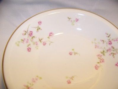 antique Haviland limoges china,small pink rambling roses  4 soup bowls 